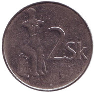 Монета 2 кроны. 1994 год, Словакия. Статуя Венеры. Монета 2 кроны. 1994 год, Словакия. Статуя Венеры.