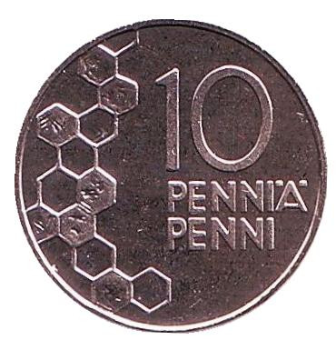 Монета 10 пенни. 2000 год, Финляндия. UNC.