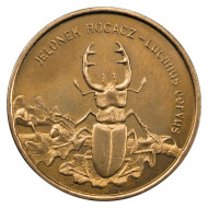 Монета 2 злотых. 1997 год, Польша. Жук-олень. Монета 2 злотых. 1997 год, Польша. Жук-олень.