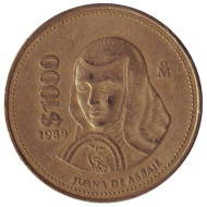 Монета 1000 песо. 1989 год, Мексика. Сестра Хуана Инес де ла Крус. Монета 1000 песо. 1989 год, Мексика. Сестра Хуана Инес де ла Крус.