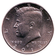 Монета 1/2 доллара (50 центов), 2019 год (D), США. Джон Кеннеди. Монета 1/2 доллара (50 центов), 2019 год (D), США. Джон Кеннеди.