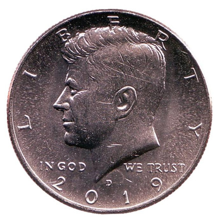 Монета 1/2 доллара (50 центов), 2019 год (D), США. Джон Кеннеди.
