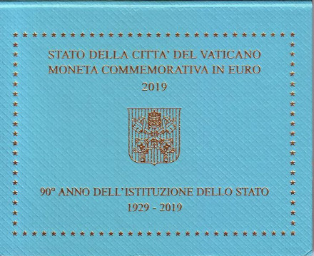 Монета 2 евро. 2019 год, Ватикан. 90 лет со дня основания города-государства Ватикан.