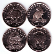 Монета 1 доллар, 2006 год, Сьерра-Леоне. Набор монет (4 шт.) "Динозавры: тиранозавр Рекс, бронтозавр, стегозавр, трицератопс". Монета 1 доллар, 2006 год, Сьерра-Леоне. Набор монет (4 шт.) "Динозавры: тиранозавр Рекс, бронтозавр, стегозавр, трицератопс".