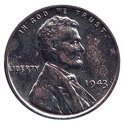 Монета 1 цент. 1943 год (P), США. XF. Линкольн.