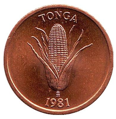 Монета 1 сенити. 1981 год, Тонга. UNC. Початок кукурузы.