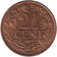 Монета 2,5 цента. 1959 год, Нидерландские Антильские острова. Монета 2,5 цента. 1959 год, Нидерландские Антильские острова.