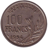 100 франков. 1954 год, Франция.