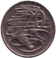 Монета 20 центов. 1997 год, Австралия. Утконос. Монета 20 центов. 1997 год, Австралия. Утконос.