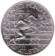 Монета 500 лир. 1987 год, Италия. Чемпионат мира по лёгкой атлетике 1987 года.
