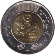 Монета 2 доллара. 2024 год, Канада. 100 лет Королевским военно-воздушным силам Канады. Монета 2 доллара. 2024 год, Канада. 100 лет Королевским военно-воздушным силам Канады.