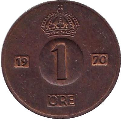 Монета 1 эре. 1970 год, Швеция.(U)