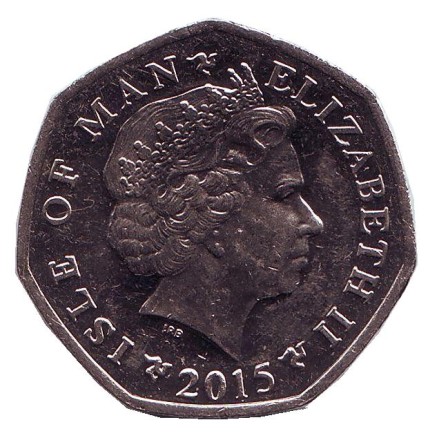 Монета 50 пенсов. 2015 год, Остров Мэн. (BС) Башня Милнера.