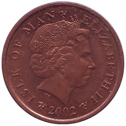 Монета 2 пенса. 2002 год, Остров Мэн. Парусник.