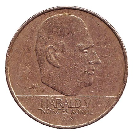 Монета 20 крон. 2001 год, Норвегия. Ладья викингов.