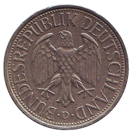 Монета 1 марка. 1979 год (D), ФРГ.