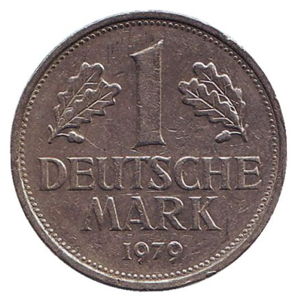 Монета 1 марка. 1979 год (D), ФРГ.