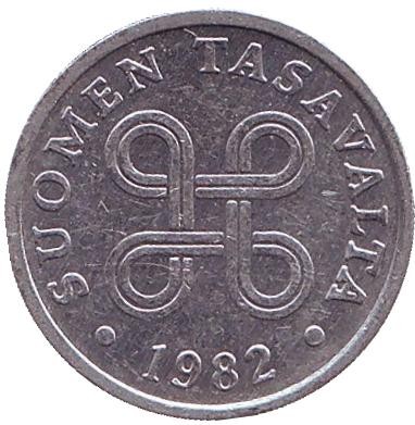 Монета 5 пенни. 1982 год, Финляндия.
