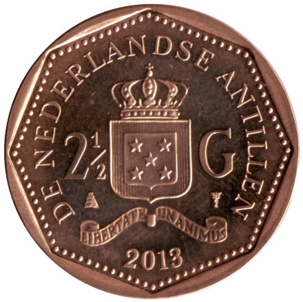 Монета 2,5 гульдена. 2013 год, Нидерландские Антильские острова.