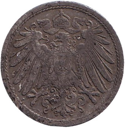 Монета 10 пфеннигов. 1917 год, Германская империя. (цинк) Монета 10 пфеннигов. 1917 год, Германская империя. (цинк)