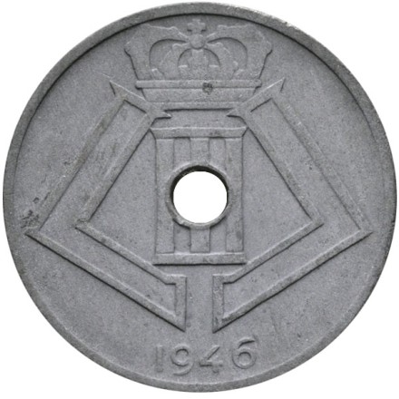 Монета 25 сантимов. 1946 год, Бельгия. (Belgie-Belgique)