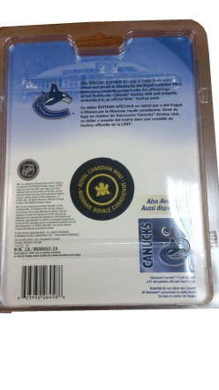 Монета 1 доллар. 2008 год, Канада. Хоккейный клуб "Ванкувер Кэнакс". (В шайбе).