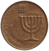Монета 10 агор. 1996 год, Израиль. Менора (Семисвечник). Монета 10 агор. 1996 год, Израиль. Менора (Семисвечник).