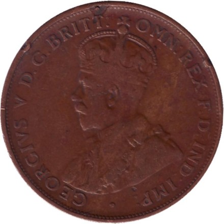 Монета 1 пенни. 1919 год, Австралия. (Без точек) Монета 1 пенни. 1919 год, Австралия. (Без точек)