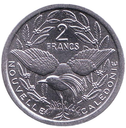 Монета 2 франка. 2016 год, Новая Каледония. UNC. Птица кагу.