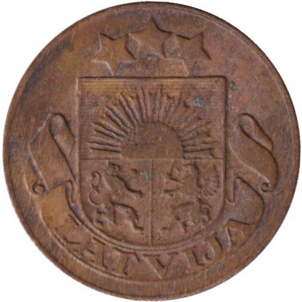 Монета 1 сантим. 1932 год, Латвия.