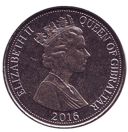 Монета 10 пенсов. 2016 год, Гибралтар. Куропатка.