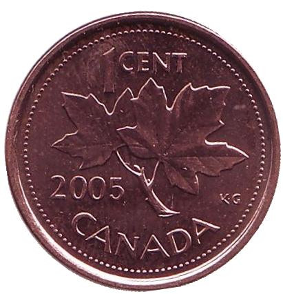 Монета 1 цент, 2005 год, Канада. (Магнитная).