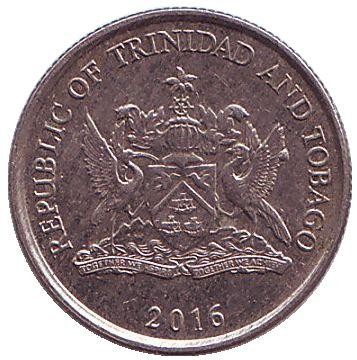 Монета 10 центов. 2016 год, Тринидад и Тобаго. Огненный гибискус. Монета 10 центов. 2016 год, Тринидад и Тобаго. Огненный гибискус.