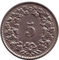 Монета 5 раппенов. 1936 год, Швейцария. Монета 5 раппенов. 1936 год, Швейцария.