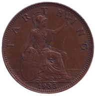 Монета 1 фартинг. 1933 год, Великобритания. Монета 1 фартинг. 1933 год, Великобритания.
