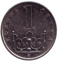Монета 1 крона. 2003 год, Чехия. Монета 1 крона. 2003 год, Чехия.