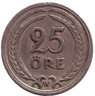 Монета 25 эре. 1921 год, Швеция. Монета 25 эре. 1921 год, Швеция.