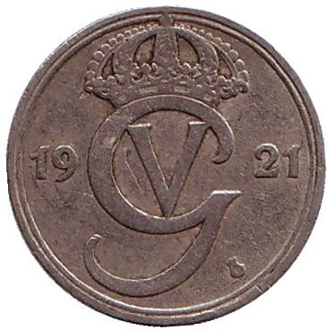 Монета 25 эре. 1921 год, Швеция. Монета 25 эре. 1921 год, Швеция.