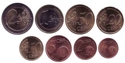 Набор монет евро (8 шт). 2018 год, Эстония.