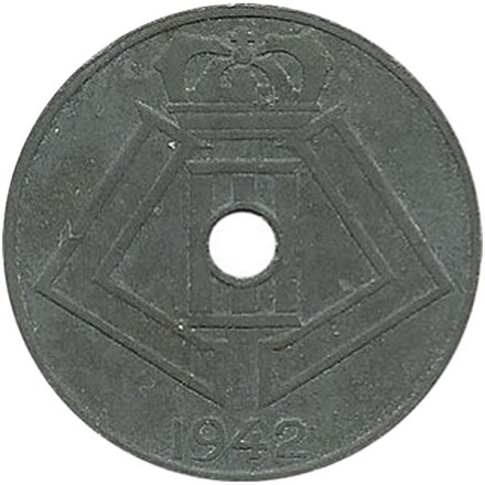 Монета 5 сантимов. 1942 год, Бельгия. (Belgie-Belgique)