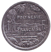 Монета 1 франк. 2004 год, Французская Полинезия.