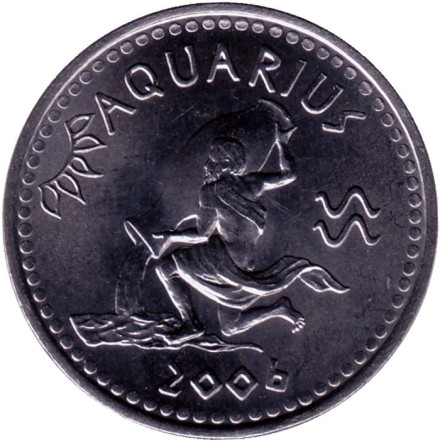 Монета 10 шиллингов. 2006 год, Сомалиленд. Серия "Знаки зодиака". Водолей.
