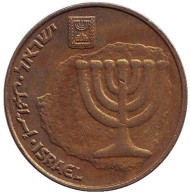 Монета 10 агор. 2004 год, Израиль. Менора (Семисвечник).