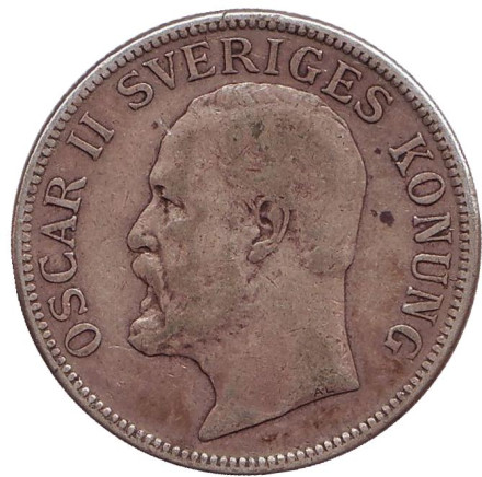 Монета 2 кроны. 1907 год, Швеция. Король Оскар II. Монета 2 кроны. 1907 год, Швеция. Король Оскар II.