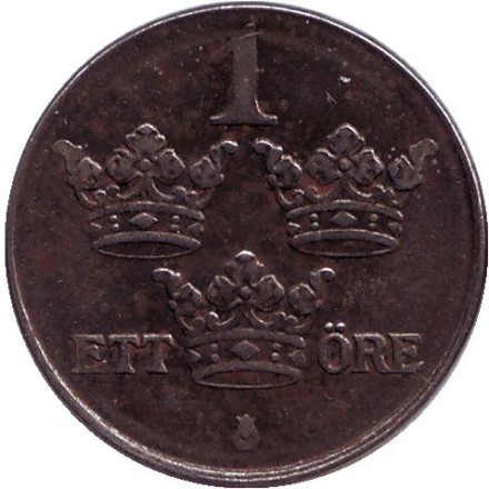 Монета 1 эре. 1944 год, Швеция.