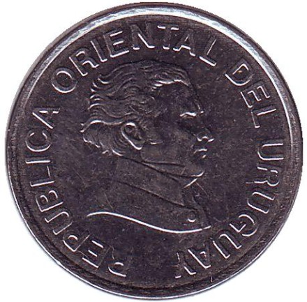 Монета 50 сентесимо. 1998 год, Уругвай. Монета 50 сентесимо. 1998 год, Уругвай.