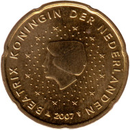Монета 20 центов. 2007 год, Нидерланды. Монета 20 центов. 2007 год, Нидерланды.