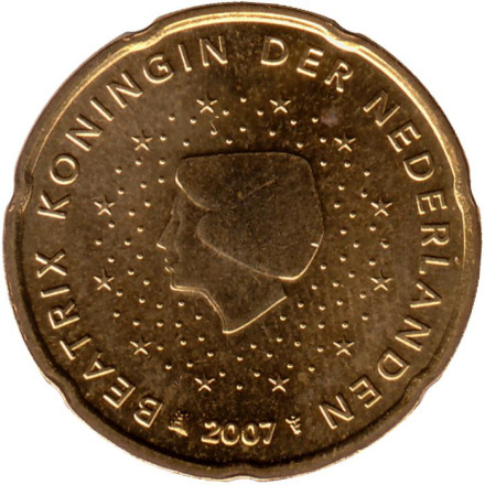 Монета 20 центов. 2007 год, Нидерланды.