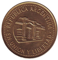Монета 50 сентаво. 2010 год, Аргентина. (Загнутый хвостик у "2") Здание администрации провинции Тукуман. Монета 50 сентаво. 2010 год, Аргентина. (Загнутый хвостик у "2") Здание администрации провинции Тукуман.