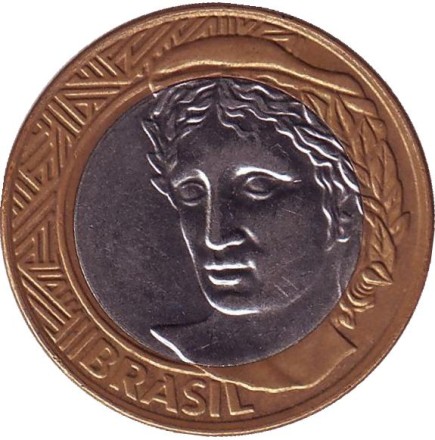 Монета 1 реал. 2009 год, Бразилия.